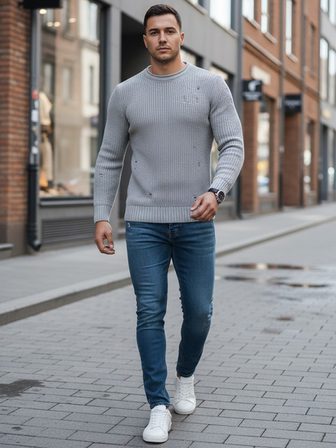 Sweter męski jasnoszary Dstreet WX1989