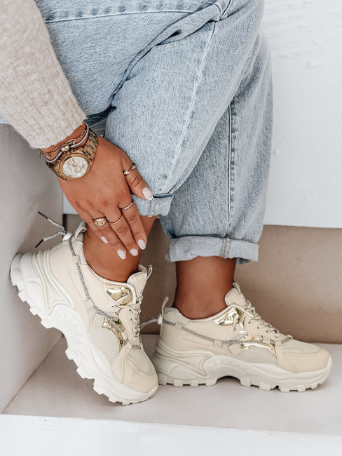 Sneakersy damskie beżowe Dstreet ZY1011