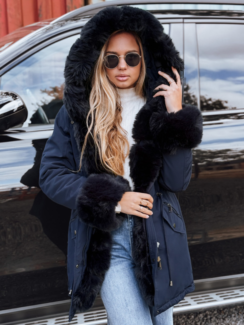 Kurtka damska zimowa parka z futerkiem CHARMFUR granatowa Dstreet TY5132