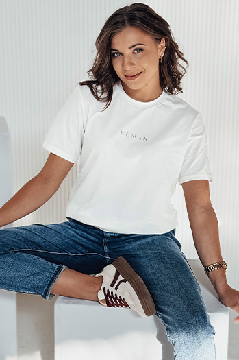 T-shirt damski WOMAN ecru Dstreet RY2555