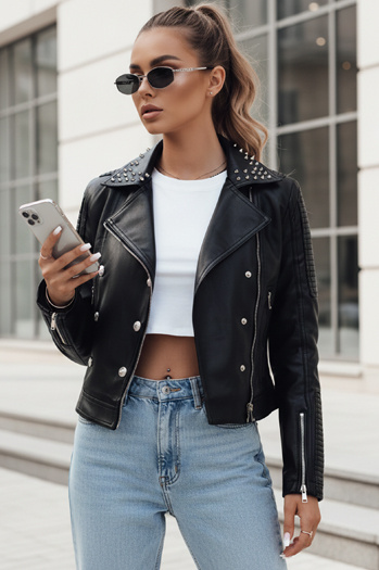 Kurtka skórzana damska ramoneska TRUCCO czarna Dstreet TY4178