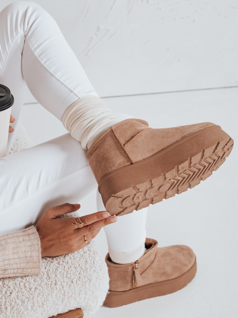 Śniegowce damskie na platformie beżowe Dstreet ZY1047