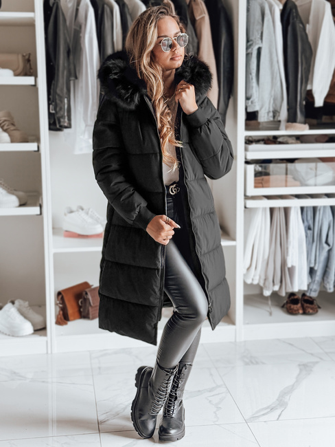 Kurtka damska zimowa z futerkiem TREVERSE czarna Dstreet TY4498