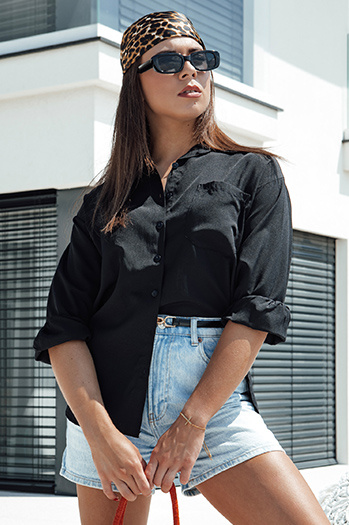 Koszula damska ELEGANZZA czarna Dstreet DY0437 