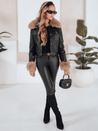 Kurtka skórzana damska ramoneska z futerkiem czarna Dstreet TY5206