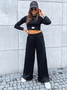 Komplet damski spodnie wide leg i crop top ASTRAL ALLURE czarny Dstreet AY0920