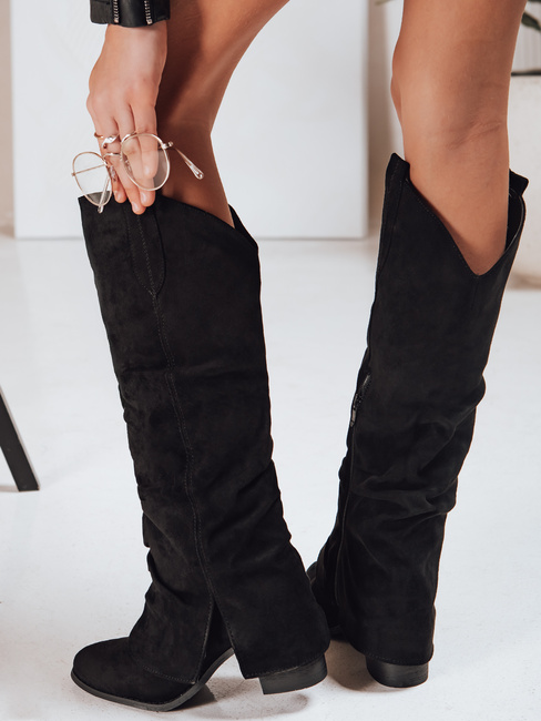 Kozaki damskie zamszowe czarne Dstreet ZY1316