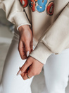 Bluza damska oversize z nadrukiem LALA VIBE beżowa Dstreet BY1506