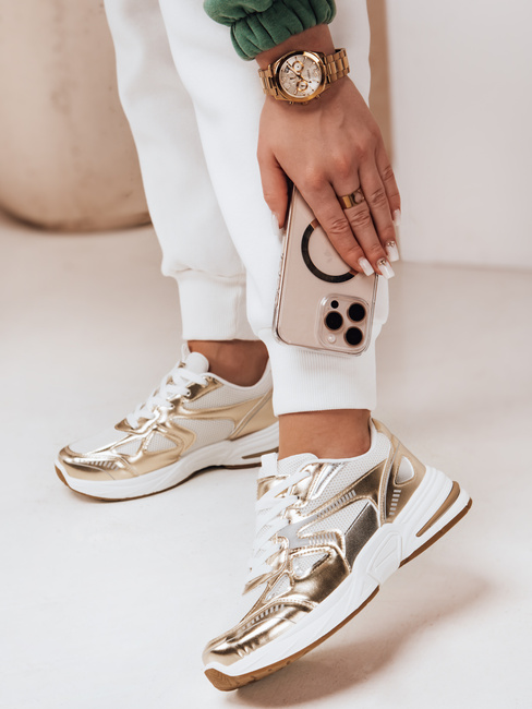 Sneakersy damskie na płaskiej podeszwie ROYALFIT złote Dstreet ZY0618