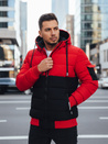 Kurtka męska zimowa z kapturem czarno-czerwona Dstreet TX5100