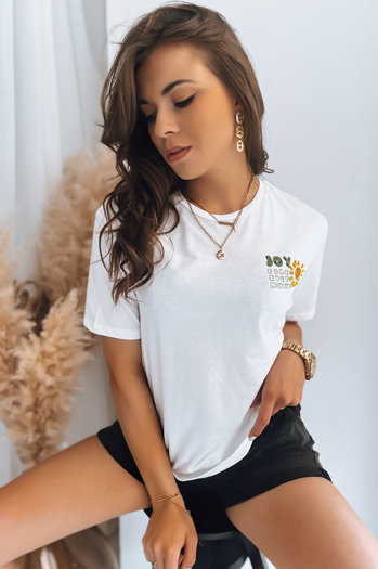 Klasyczny t-shirt damski EVERY MORNING ecru Dstreet RY2274