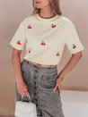 T-shirt damski w wiśnie FRUTTIKA żółty Dstreet RY2893_2