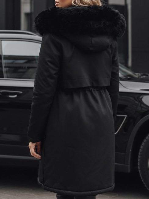 Kurtka zimowa damska parka z futerkiem czarna Dstreet TY5113