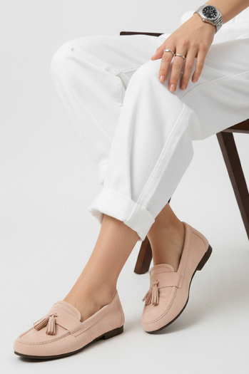 Mokasyny damskie zamszowe różowe Dstreet ZY1364