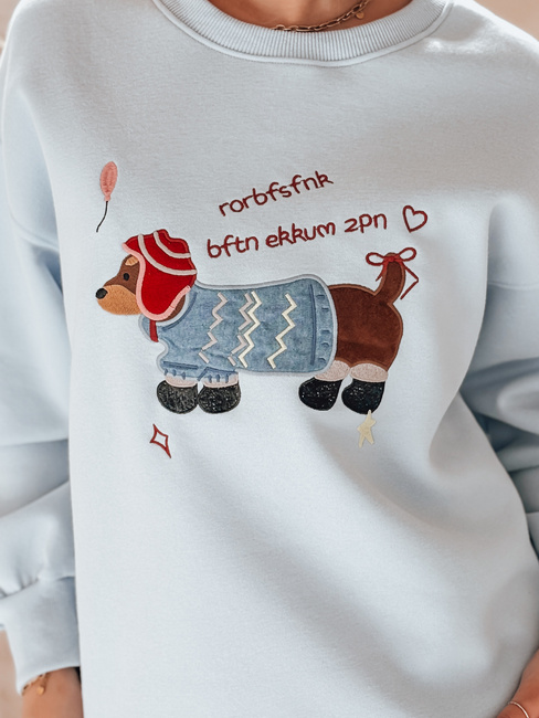 Bluza damska oversize z haftem DOGSWEETY niebieska Dstreet BY1479