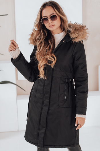 Kurtka zimowa damska parka z futerkiem czarna Dstreet TY5115