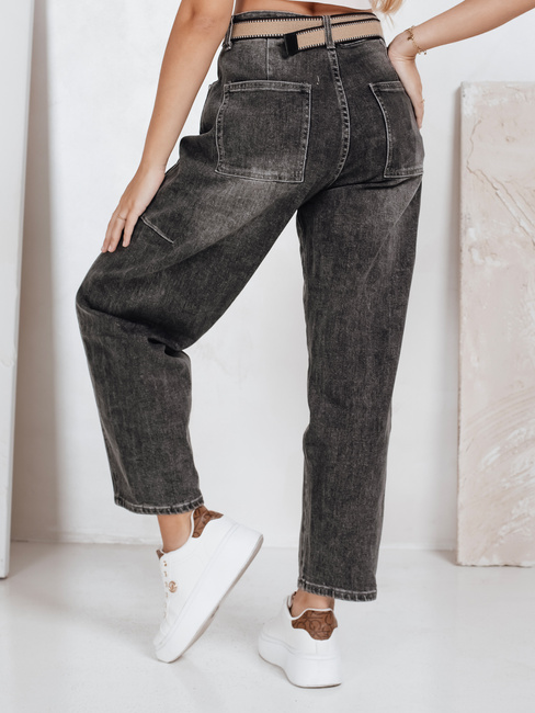 Jeansy damskie wide leg z paskiem czarne Dstreet UY2744