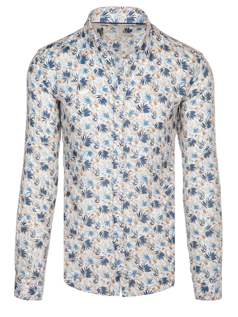 Koszula męska w kwiaty biała Dstreet DX2634