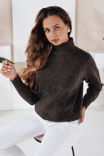 Sweter damski półgolf brązowy Dstreet MY2535