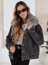 Kurtka damska FURDENIM jeansowa z futerkiem ciemnoszara Dstreet TY5185