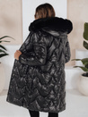 Kurtka damska zimowa ELECIO długa pikowana z kapturem czarna Dstreet TY5178
