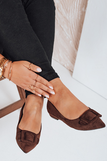 Baleriny damskie zamszowe brązowe Dstreet ZY1053