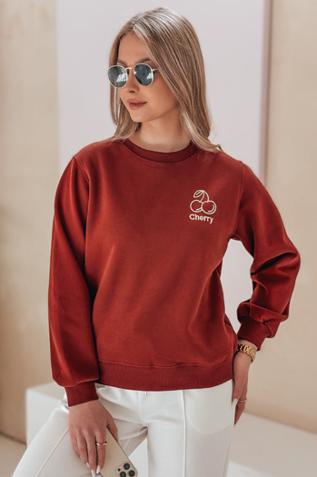 Bluza damska oversize z haftem CHERSOFT ceglana Dstreet BY1398
