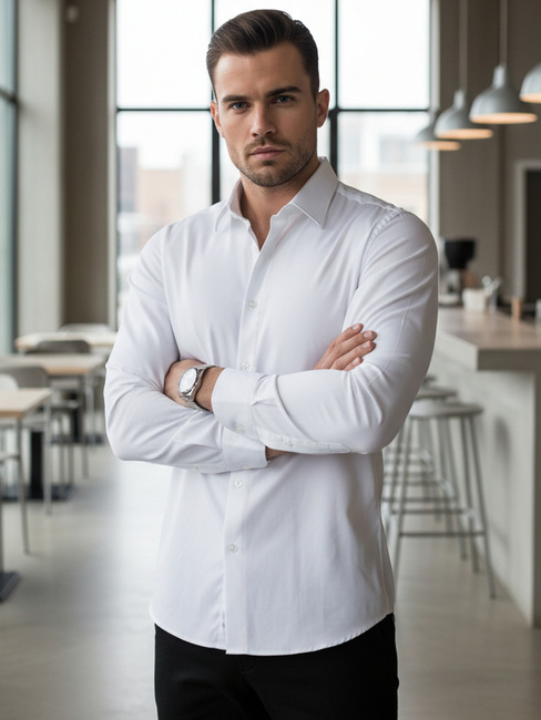 Koszula męska SLIM FIT elegancka gładka biała Dstreet DX2617