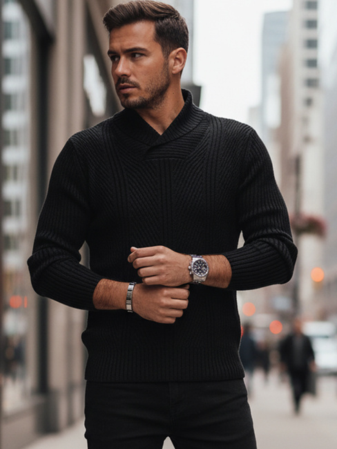 Sweter męski czarny Dstreet WX2256z