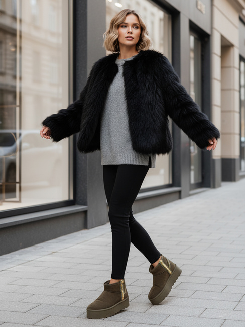 Śniegowce damskie zamszowe zielone Dstreet ZY1295