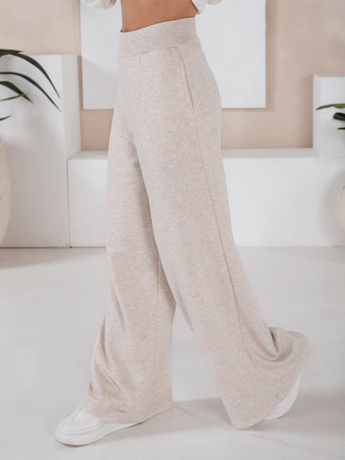 Komplet damski spodnie wide leg i bluza MINALIA beżowy Dstreet AY0917