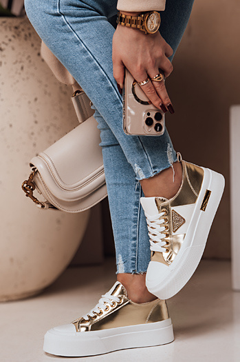 Trampki damskie na platformie TRENDIS złote Dstreet ZY0702