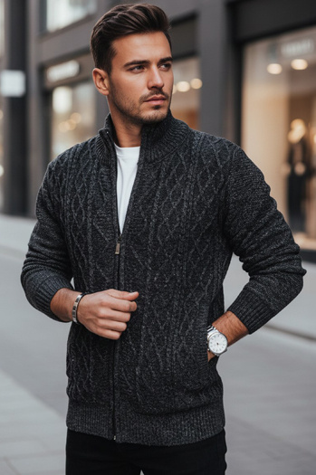 Sweter męski rozpinany ciemnoszary Dstreet WX2252z