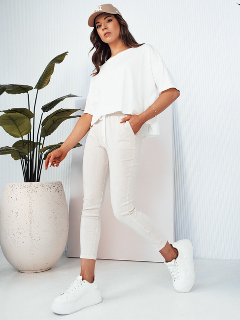 Spodnie damskie MARINS w beżowo-białe paski Dstreet UY2081