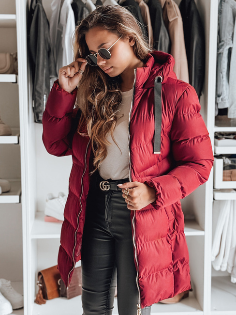 Kurtka damska zimowa z kapturem GABRIELLE bordowa Dstreet TY4920