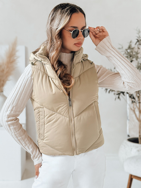 Kamizelka damska pikowana LIKEHUGS beżowa Dstreet TY4979