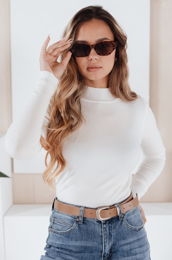 Damski sweter półgolf TARLENA biały Dstreet MY2485