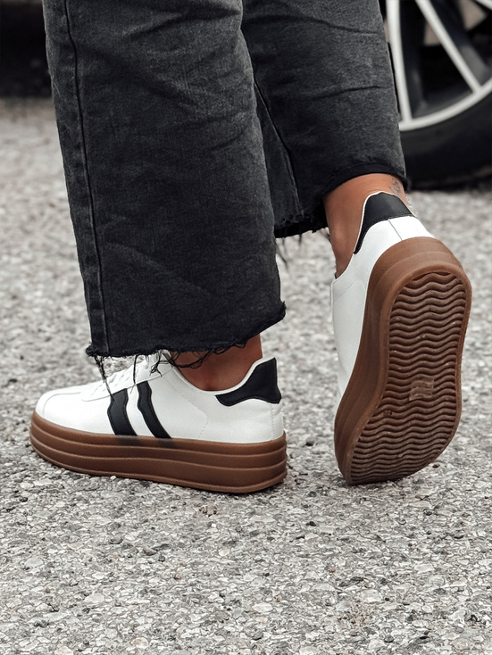 Sneakersy damskie STRIPEY z platformą białe Dstreet ZY0552