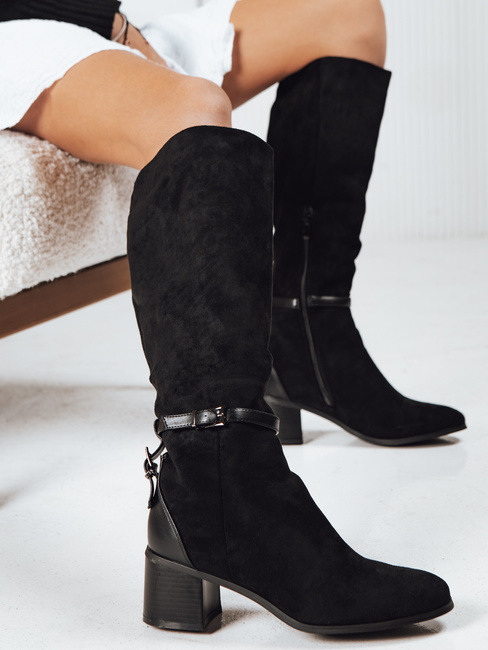 Kozaki damskie zamszowe czarne Dstreet ZY1243