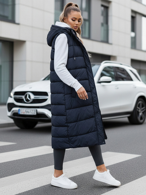 Kamizelka damska długa pikowana granatowa Dstreet TY5252