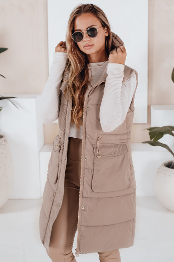 Kamizelka damska pikowana LADISA beżowa Dstreet TY3289