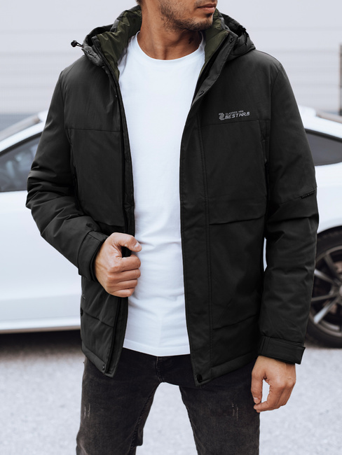 Kurtka męska zimowa z kapturem czarna Dstreet TX4908