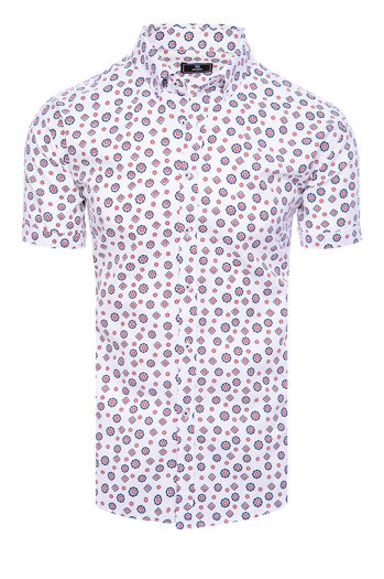 Koszula męska z krótkim rękawem biała Dstreet KX1021