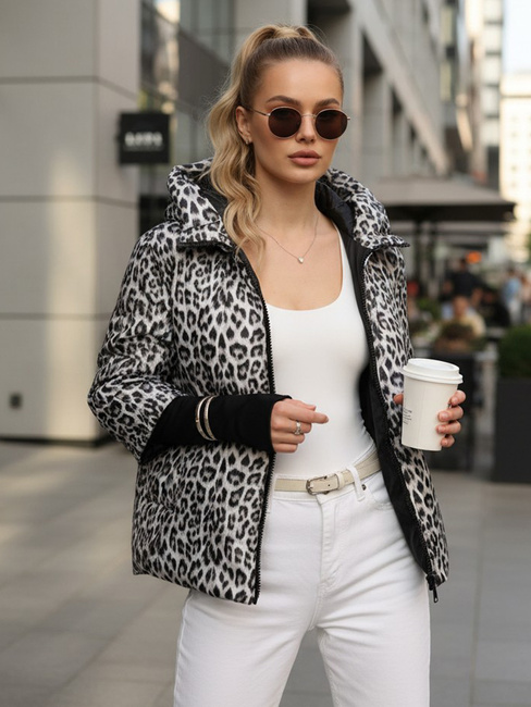 Kurtka damska przejściowa w panterkę biała Dstreet TY5548