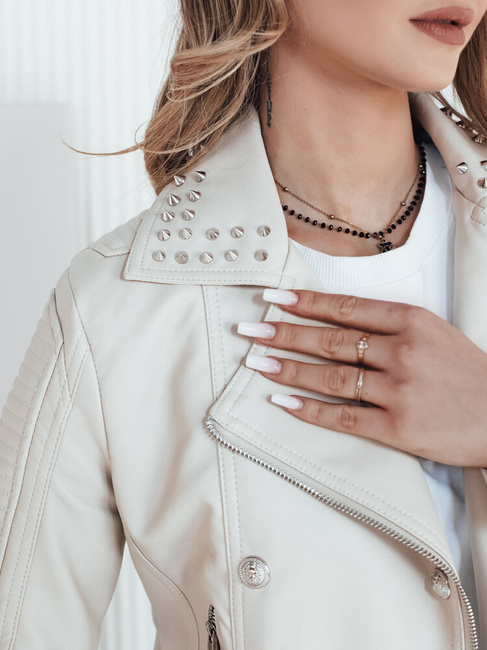 Kurtka skórzana damska ramoneska TRUCCO beżowa Dstreet TY4179