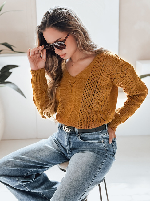 Sweter damski DARIA musztardowy Dstreet MY1727