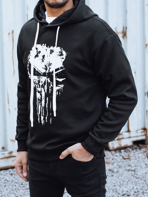 Bluza męska ocieplana z nadrukiem czarna Dstreet BX5927