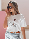 T-shirt damski oversize z pieskiem CUTE TAIL biały Dstreet RY2904
