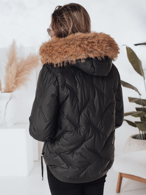 Kurtka damska zimowa COLDLIKE pikowana z kapturem czarna Dstreet TY5001
