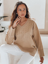 amski sweter z dekoltem V VERALIA kamelowy Dstreet MY2518